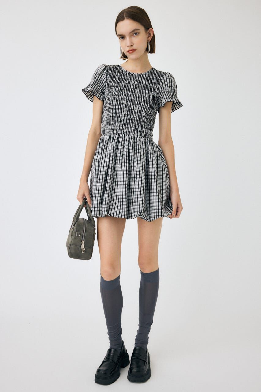 MOUSSY「GATHER BALLOON ミニドレス」|ワンピース|柄WHT5