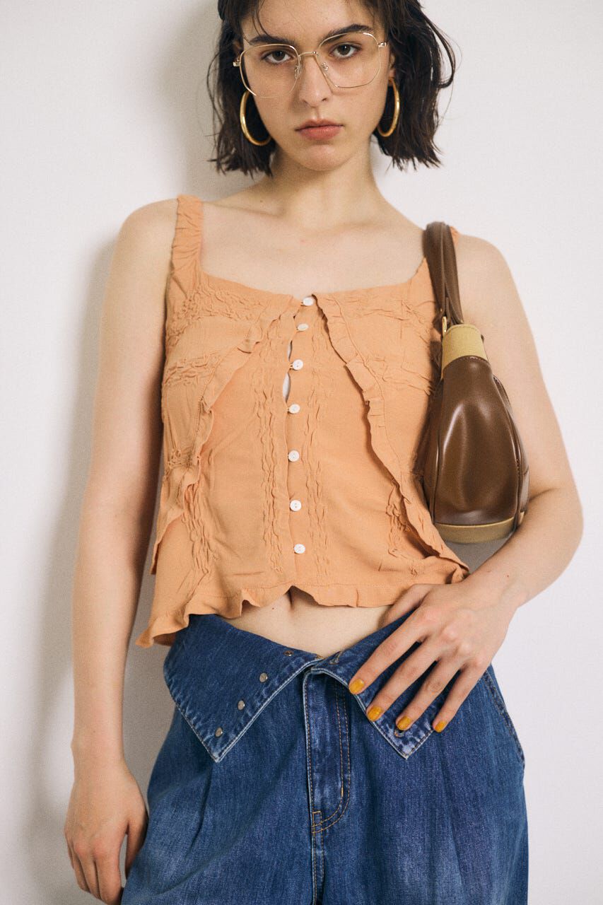 MOUSSY「BUTTON UP SMOCKING キャミ」|キャミソール|