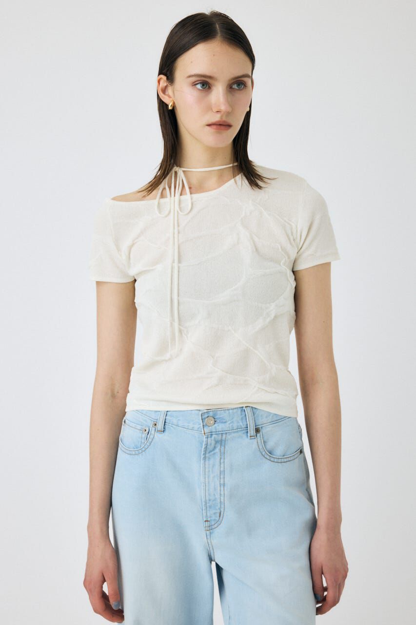 MOUSSY「NECK STRAP ジャガード TEE」|ニット・セーター|