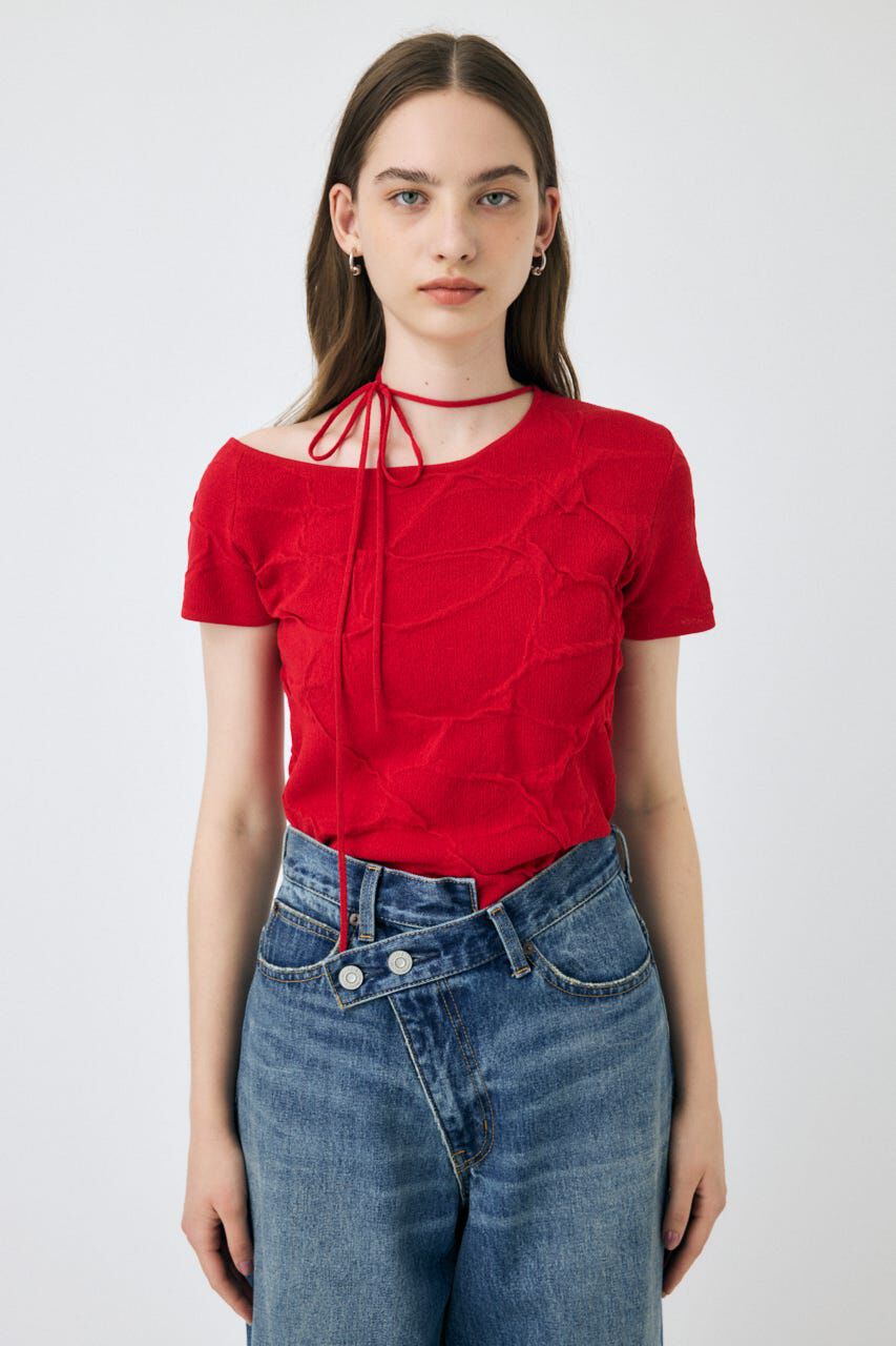 MOUSSY「NECK STRAP ジャガード TEE」|ニット・セーター|