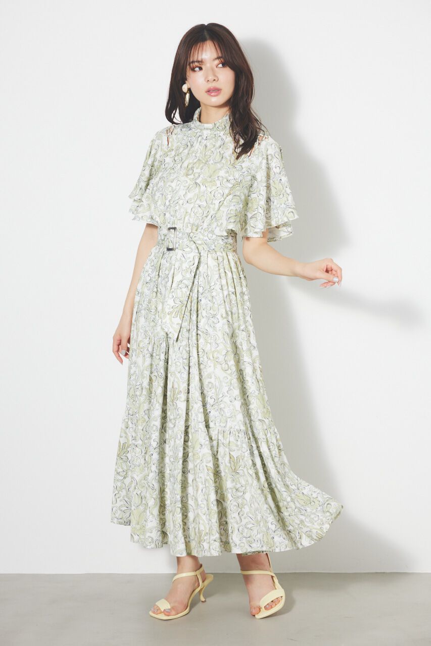 rienda「スリットショルダーフレアSLV OP」|ワンピース|