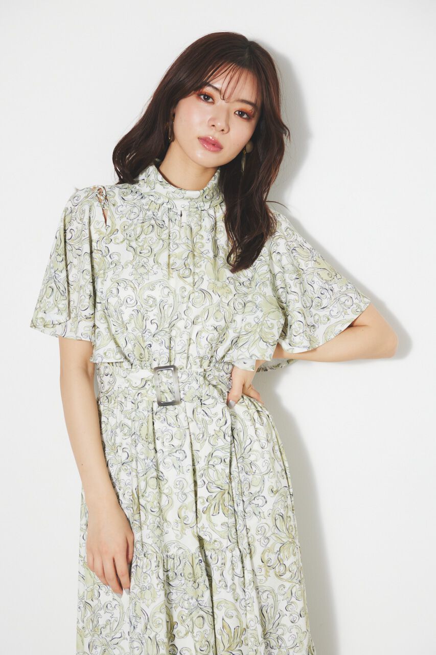 rienda「スリットショルダーフレアSLV OP」|ワンピース|