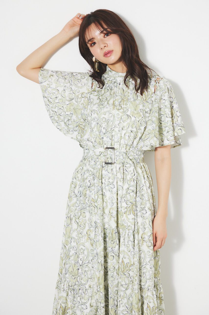 rienda「スリットショルダーフレアSLV OP」|ワンピース|