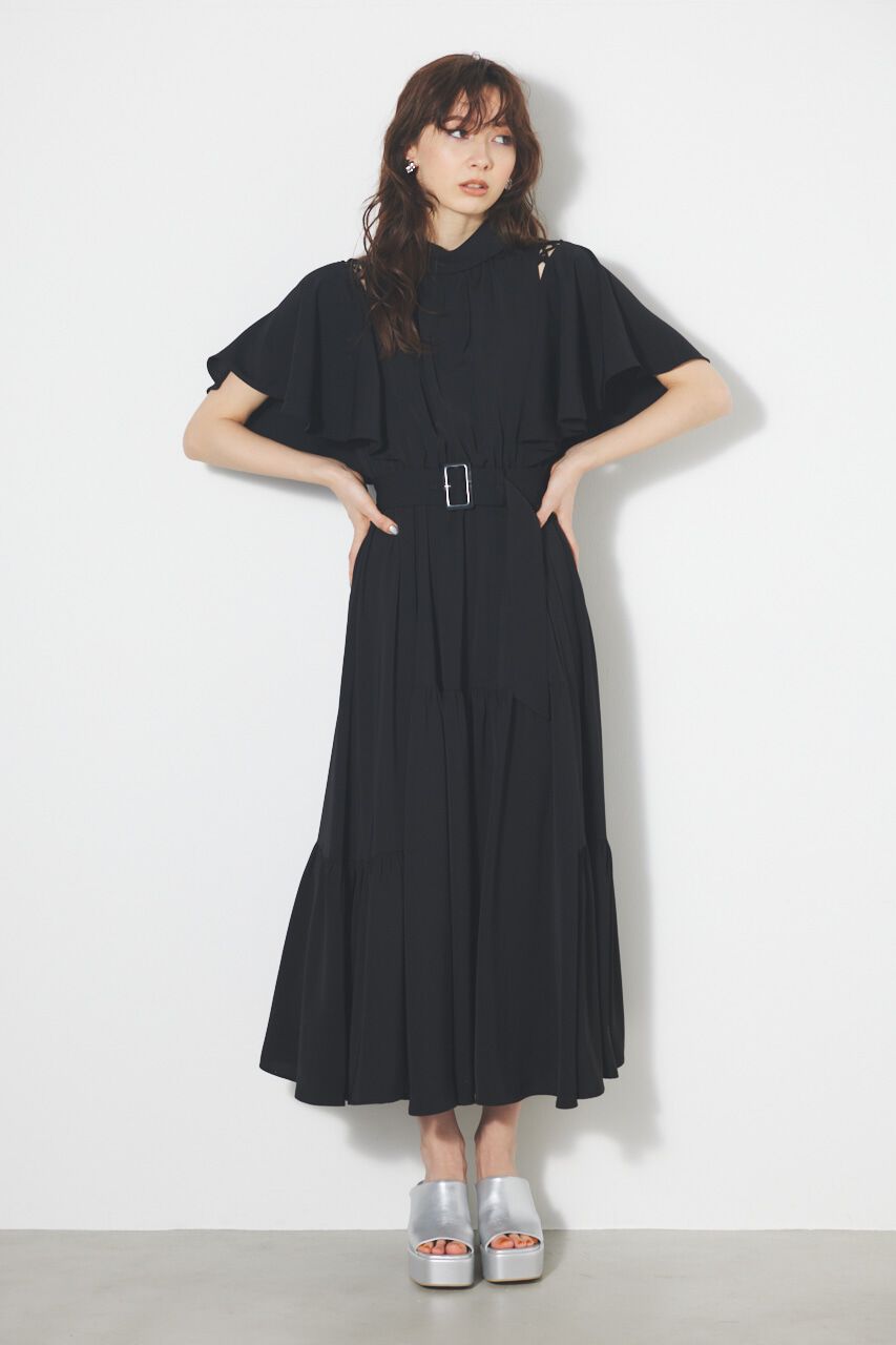 rienda「スリットショルダーフレアSLV OP」|ワンピース|