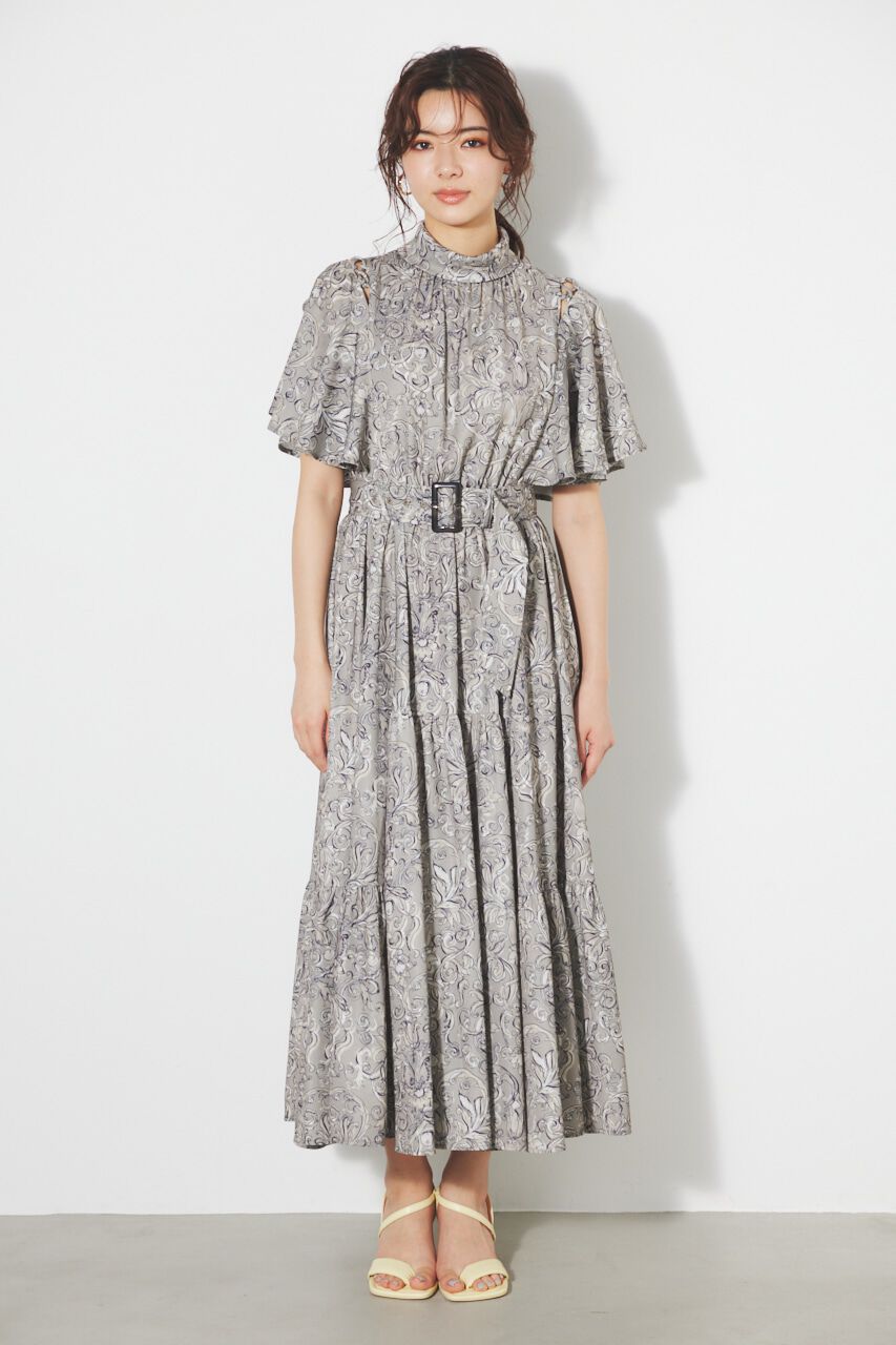 rienda「スリットショルダーフレアSLV OP」|ワンピース|