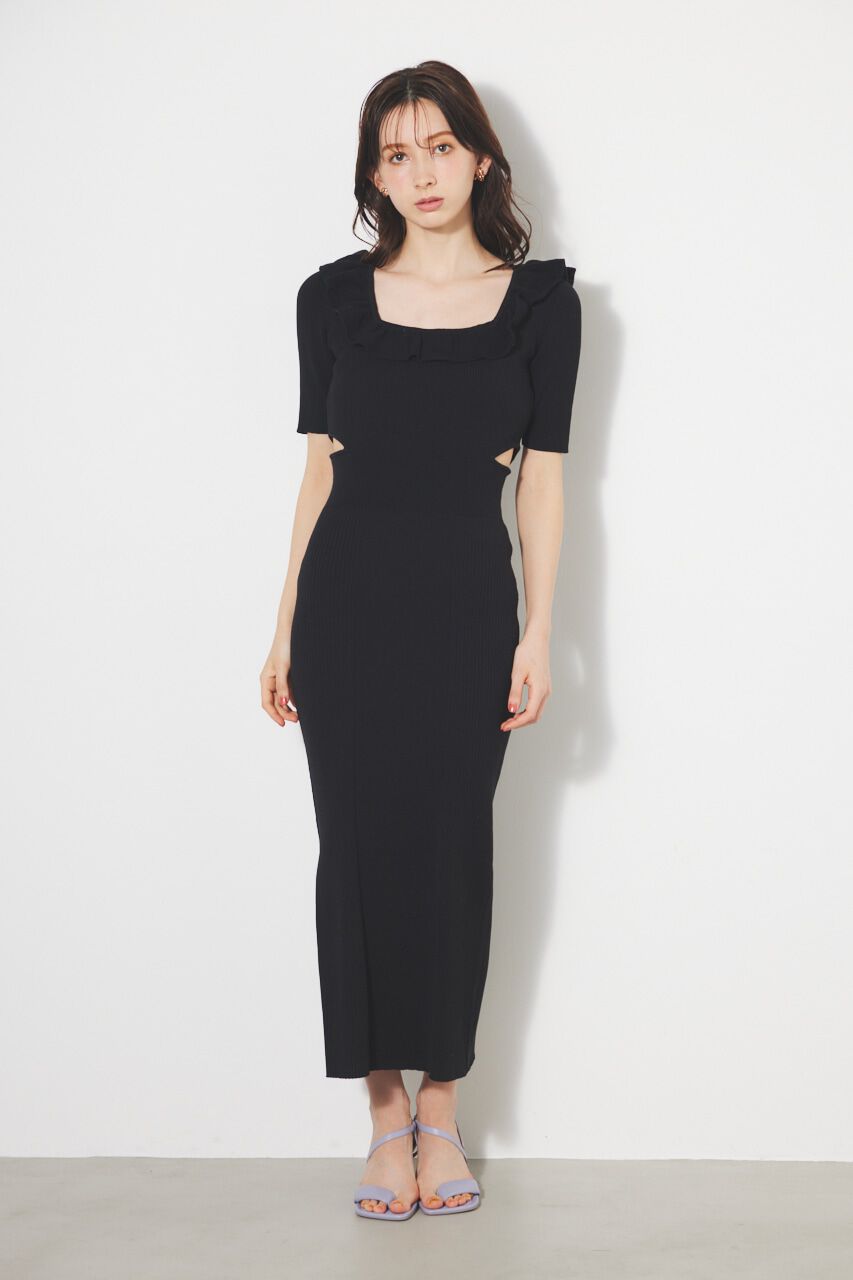 rienda「フリルパターンタイトKnit OP」|ワンピース|