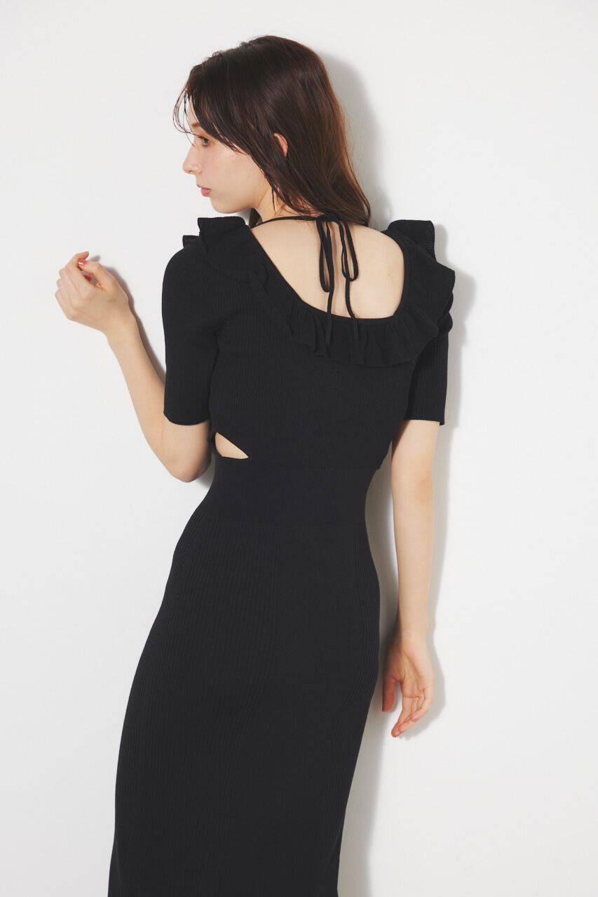 rienda「フリルパターンタイトKnit OP」|ワンピース|