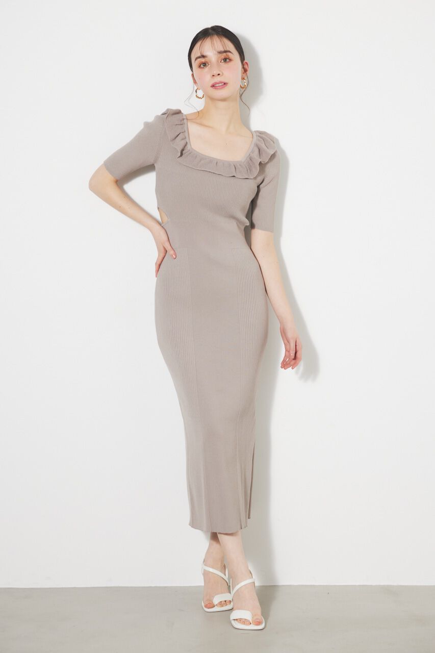 rienda「フリルパターンタイトKnit OP」|ワンピース|