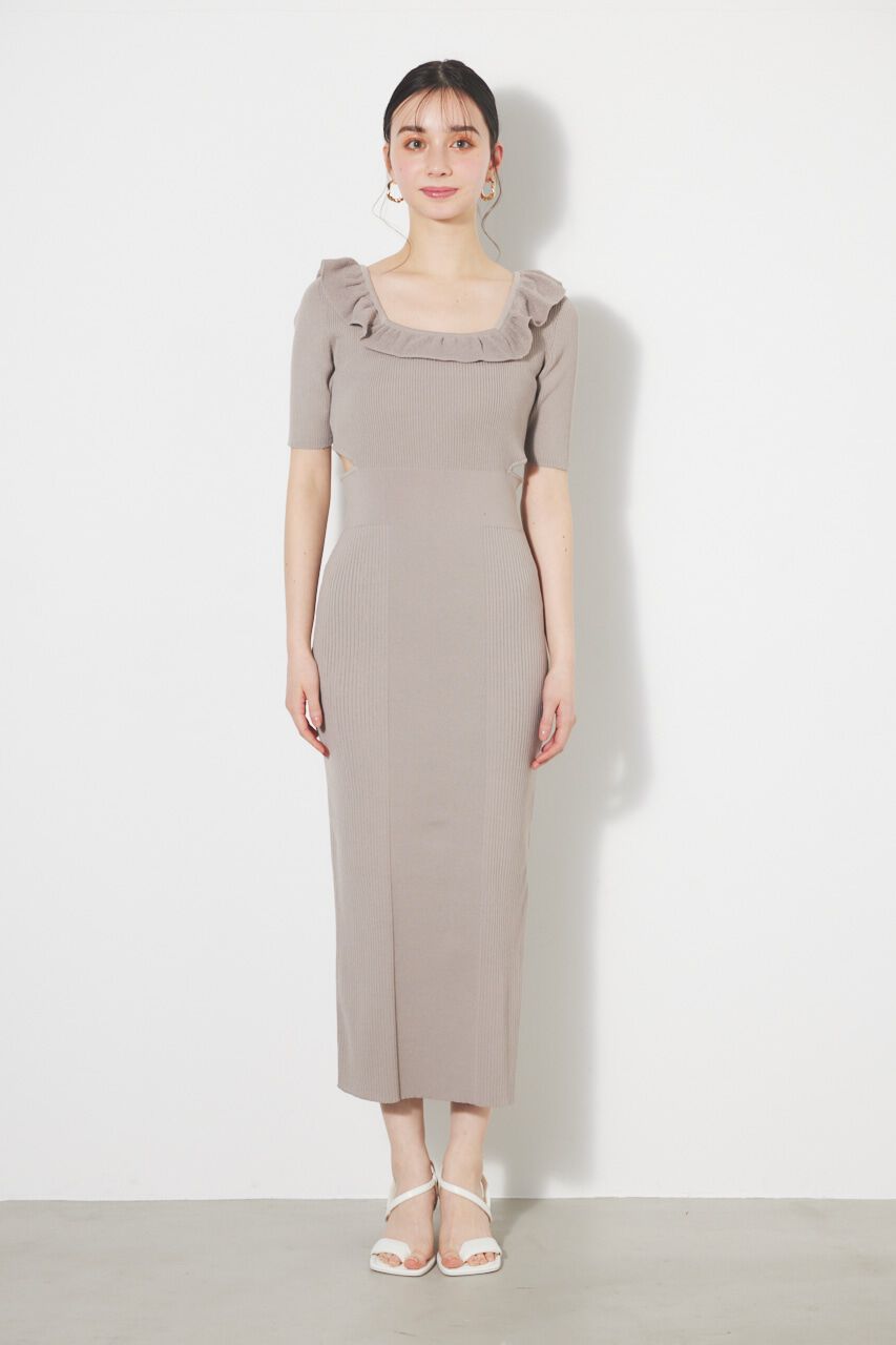 rienda「フリルパターンタイトKnit OP」|ワンピース|