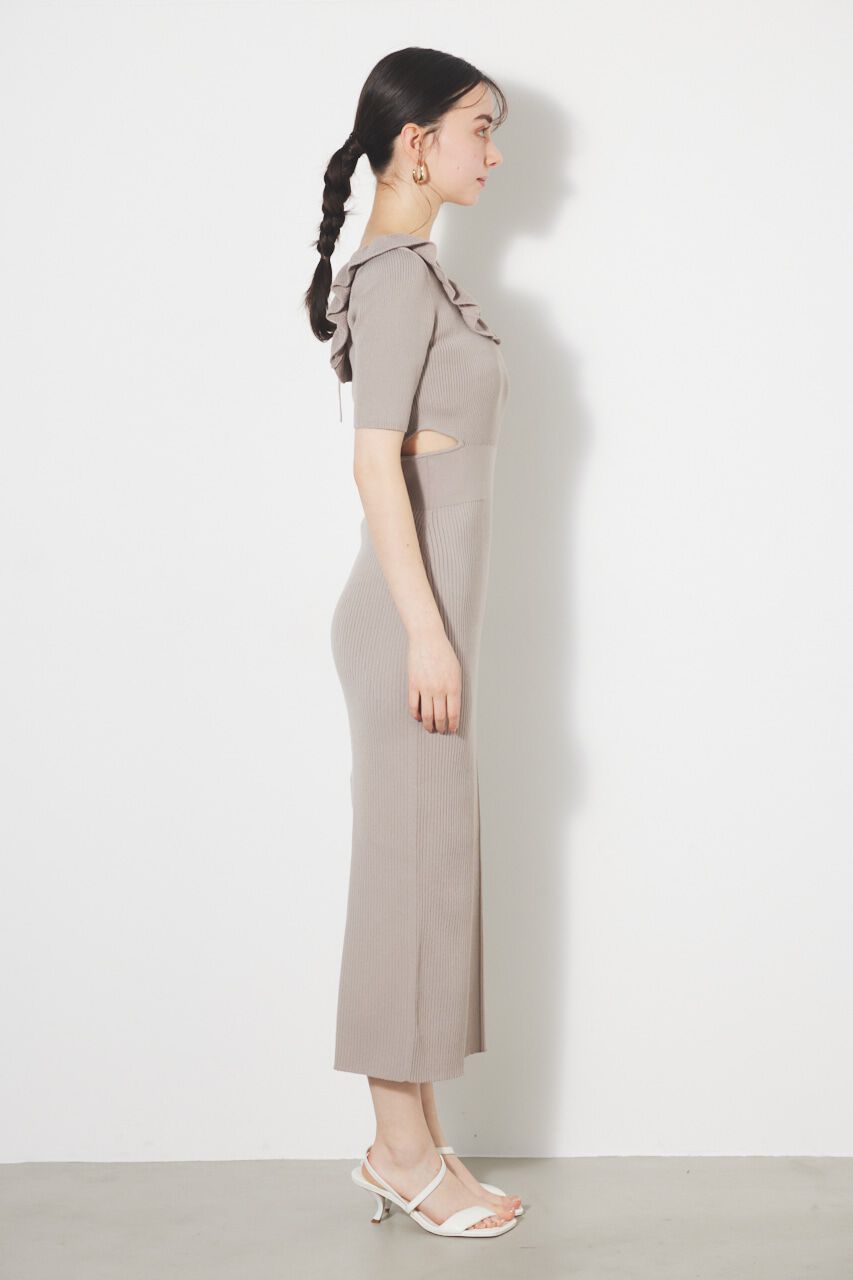 rienda「フリルパターンタイトKnit OP」|ワンピース|