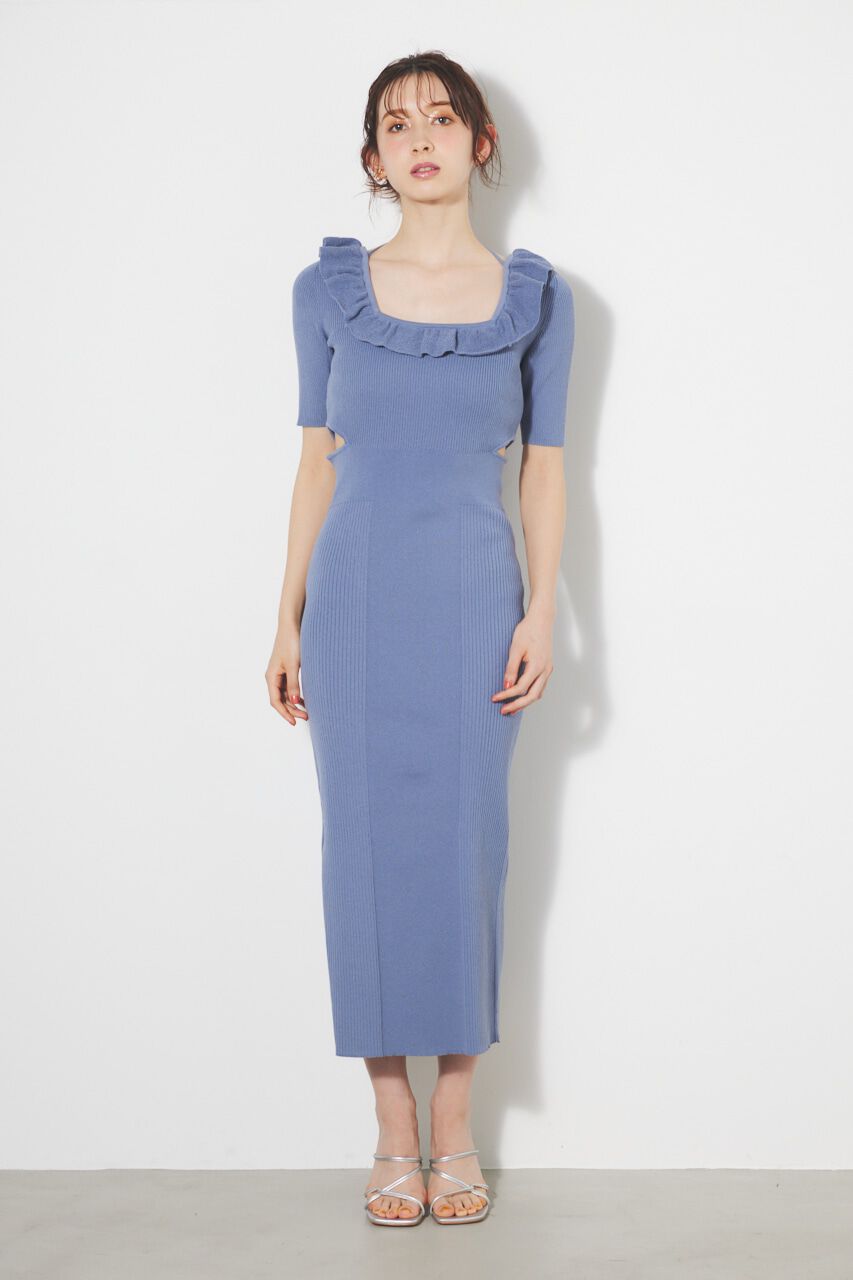 rienda「フリルパターンタイトKnit OP」|ワンピース|