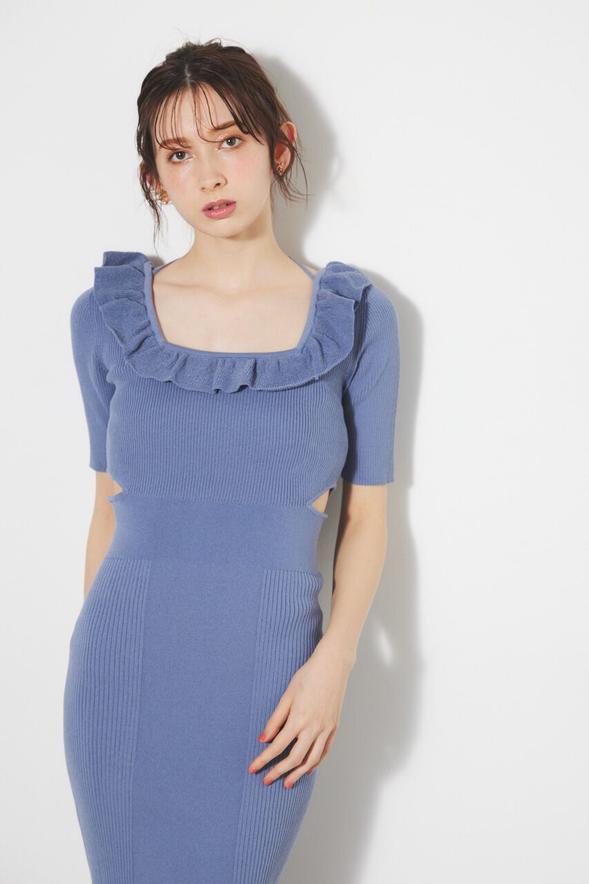 rienda「フリルパターンタイトKnit OP」|ワンピース|