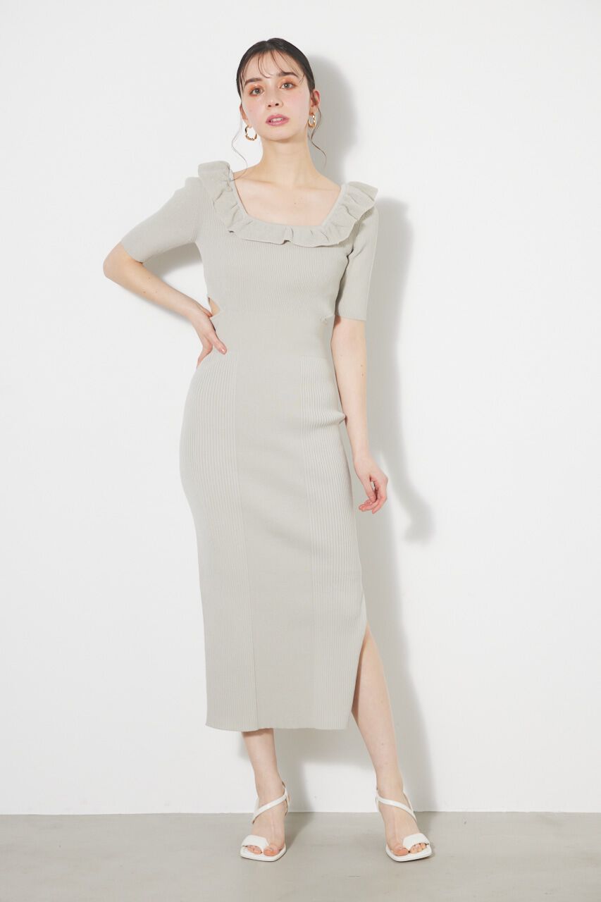 rienda「フリルパターンタイトKnit OP」|ワンピース|L/GRY1