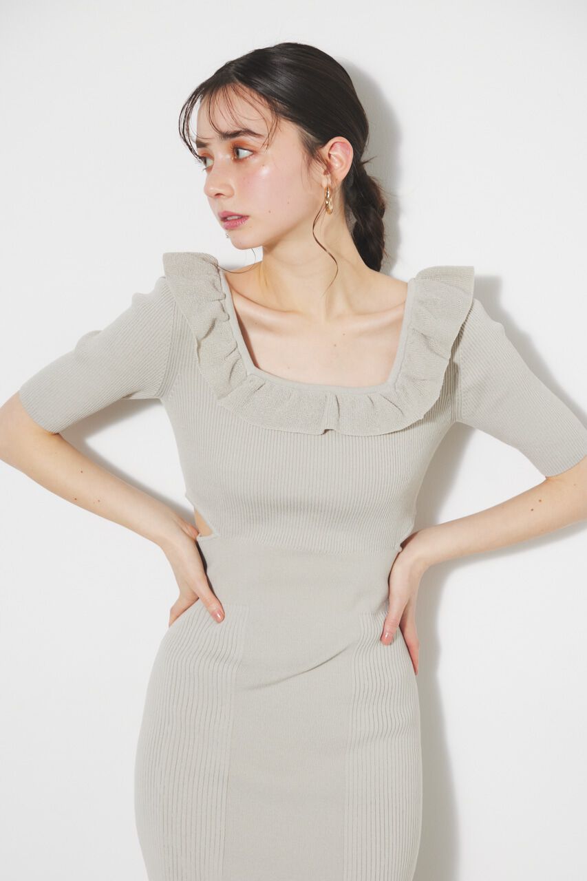 rienda「フリルパターンタイトKnit OP」|ワンピース|