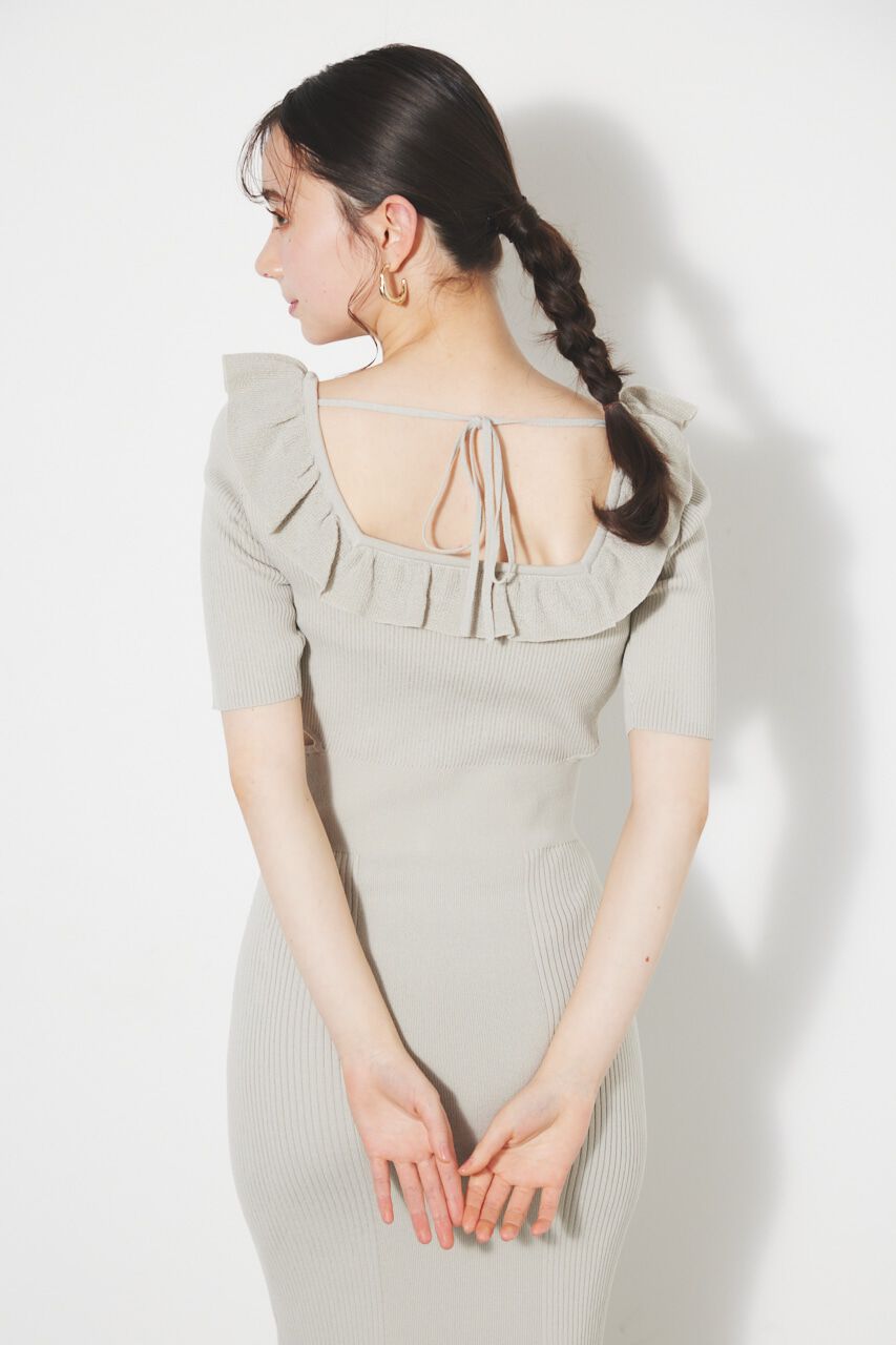 rienda「フリルパターンタイトKnit OP」|ワンピース|