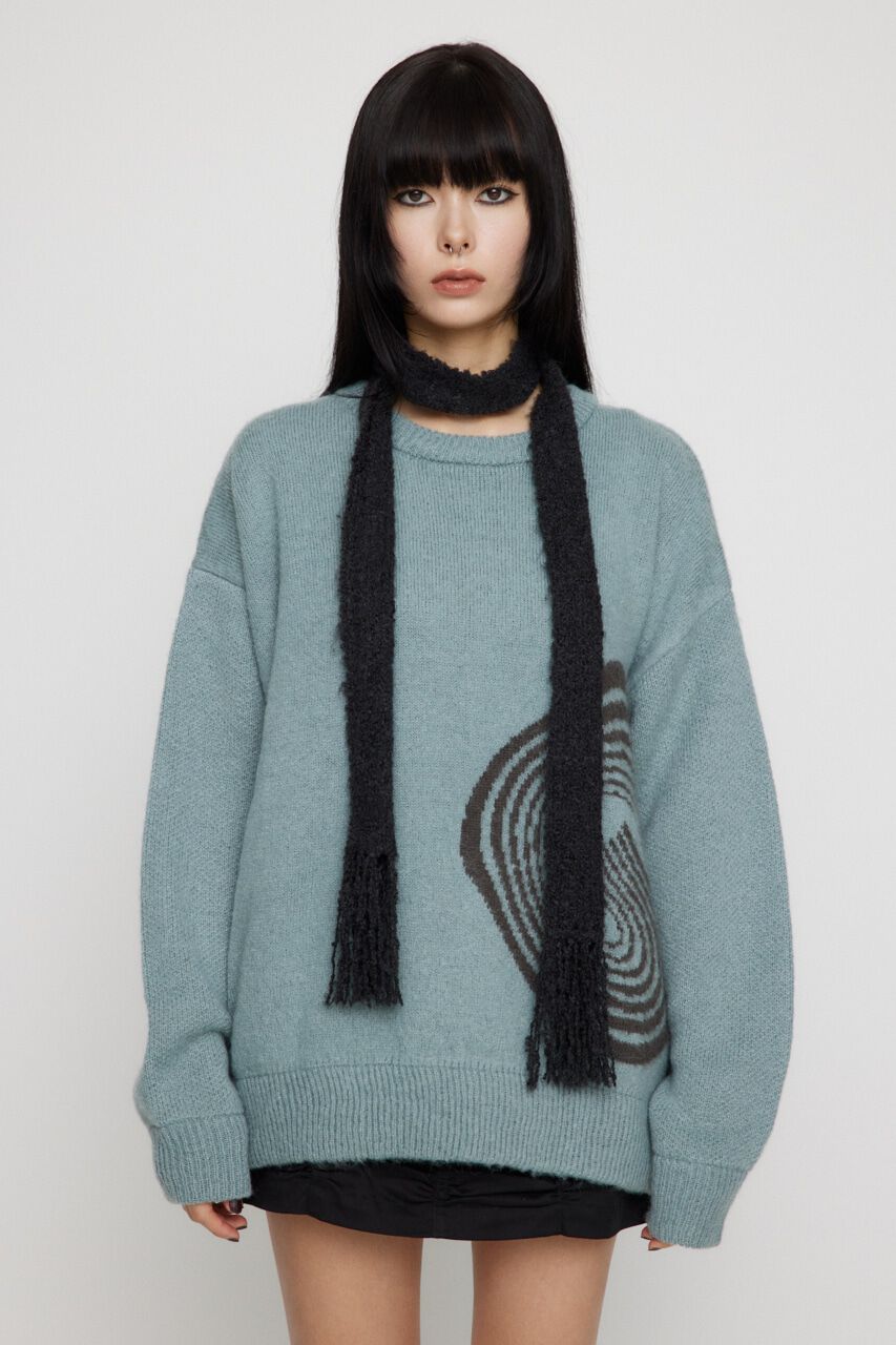 LAGUA GEM「BIG LOGO SHAGGY ニット」|ニット・セーター|L/BLU1