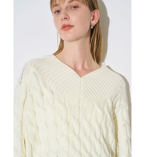 ELENDEEK「V-NECK CABLE KT」|ニット・セーター|