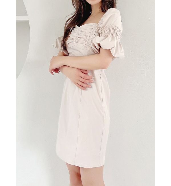 RESEXXY「ギャザーボリュームミニワンピース」|ワンピース|アイボリー