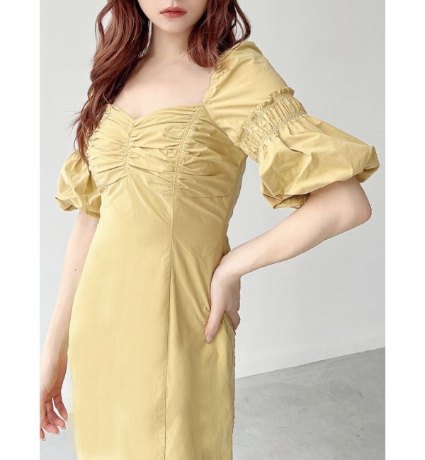 RESEXXY「ギャザーボリュームミニワンピース」|ワンピース|イエロー