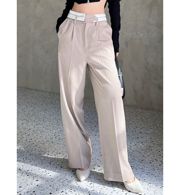 RESEXXY「ダブルウエストストレートパンツ」|その他|ベージュ