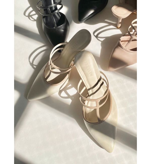 RESEXXY「Tストラップポインテッドミュール」|パンプス|アイボリー