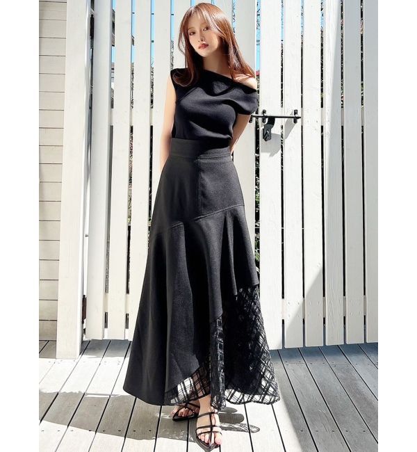 RESEXXY「アシンメトリーボートネックニットトップス」|ニット・セーター|