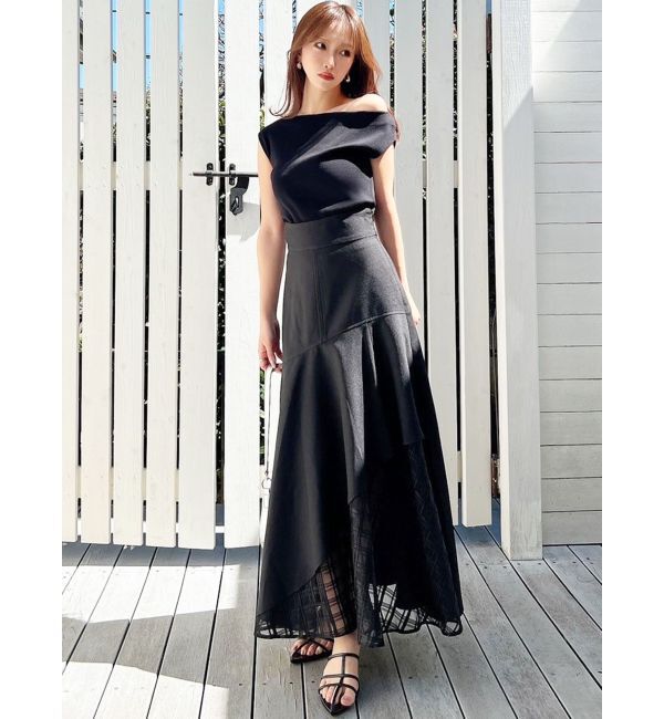 RESEXXY「アシンメトリーボートネックニットトップス」|ニット・セーター|