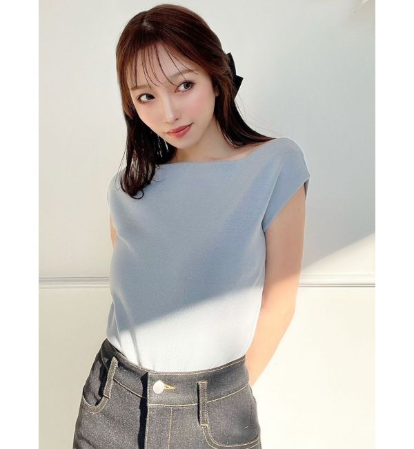 RESEXXY「アシンメトリーボートネックニットトップス」|ニット・セーター|