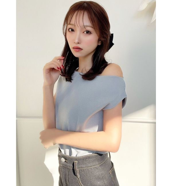 RESEXXY「アシンメトリーボートネックニットトップス」|ニット・セーター|