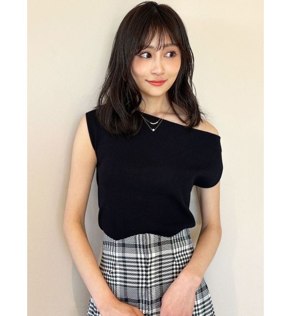 RESEXXY「アシンメトリーボートネックニットトップス」|ニット・セーター|