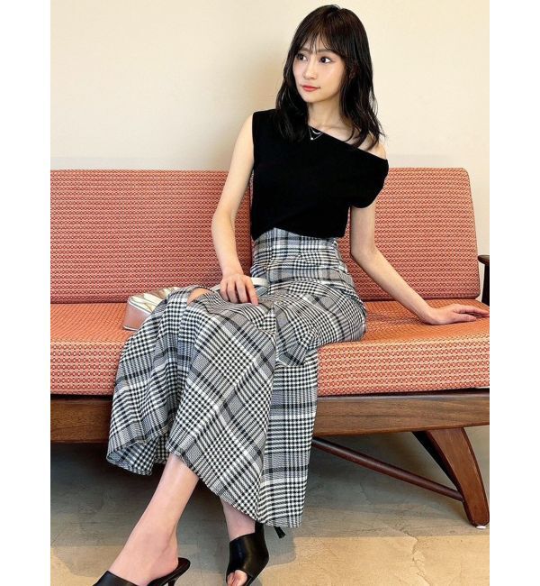 RESEXXY「アシンメトリーボートネックニットトップス」|ニット・セーター|