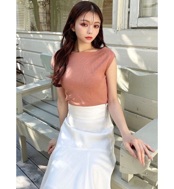 RESEXXY「アシンメトリーボートネックニットトップス」|ニット・セーター|