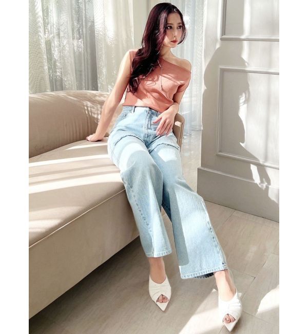 RESEXXY「アシンメトリーボートネックニットトップス」|ニット・セーター|