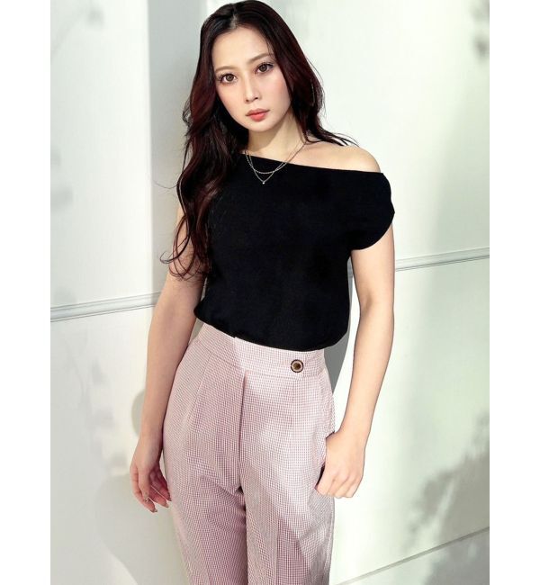 RESEXXY「アシンメトリーボートネックニットトップス」|ニット・セーター|