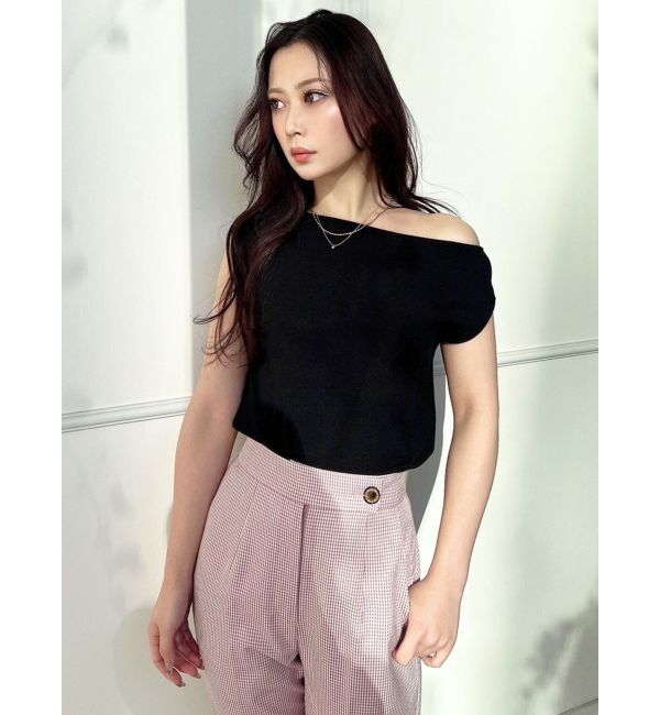 RESEXXY「アシンメトリーボートネックニットトップス」|ニット・セーター|