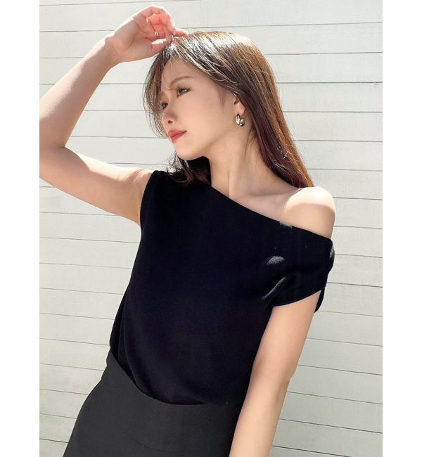 RESEXXY「アシンメトリーボートネックニットトップス」|ニット・セーター|