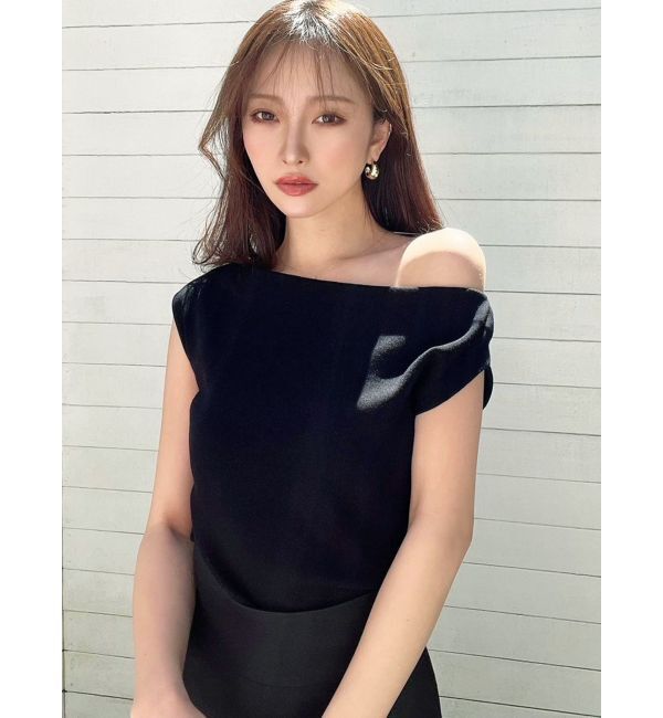 RESEXXY「アシンメトリーボートネックニットトップス」|ニット・セーター|