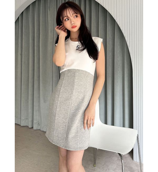 RESEXXY「バイカラーロゴミニワンピース」|ワンピース|