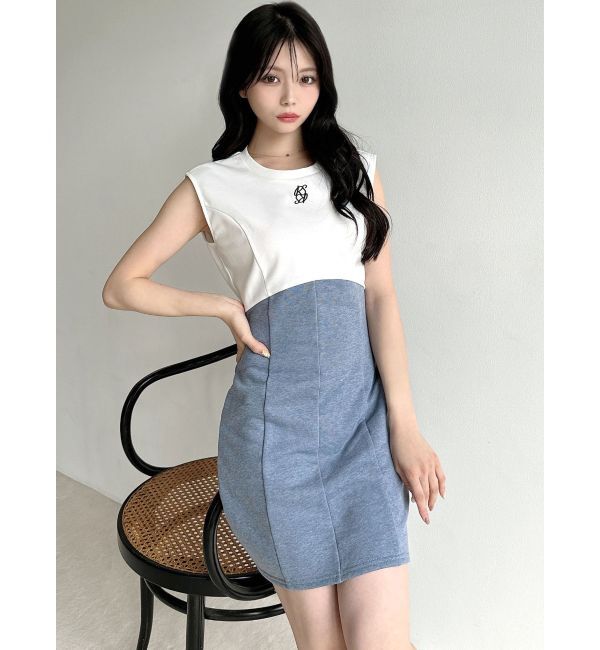 RESEXXY「バイカラーロゴミニワンピース」|ワンピース|