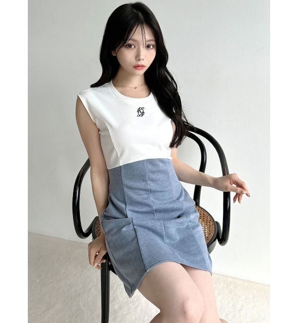 RESEXXY「バイカラーロゴミニワンピース」|ワンピース|