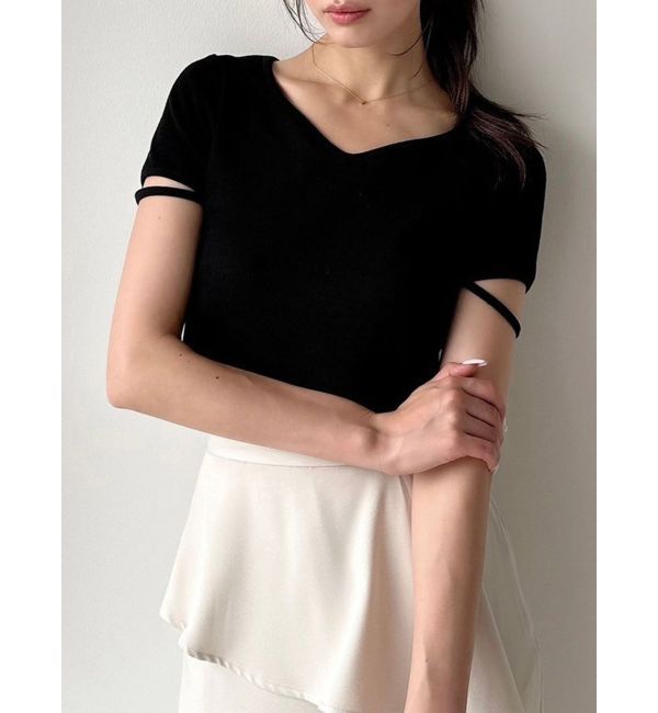 RESEXXY「スリーブデザイントップス」|Tシャツ・カットソー|ブラック