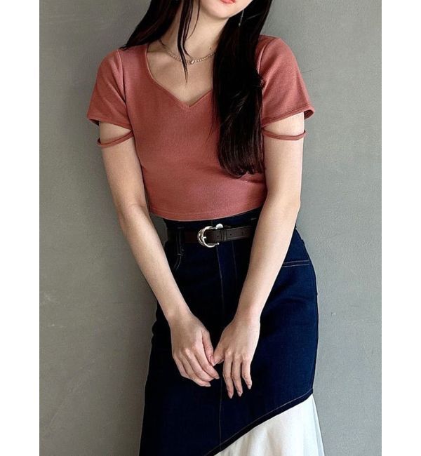 RESEXXY「スリーブデザイントップス」|Tシャツ・カットソー|オレンジ