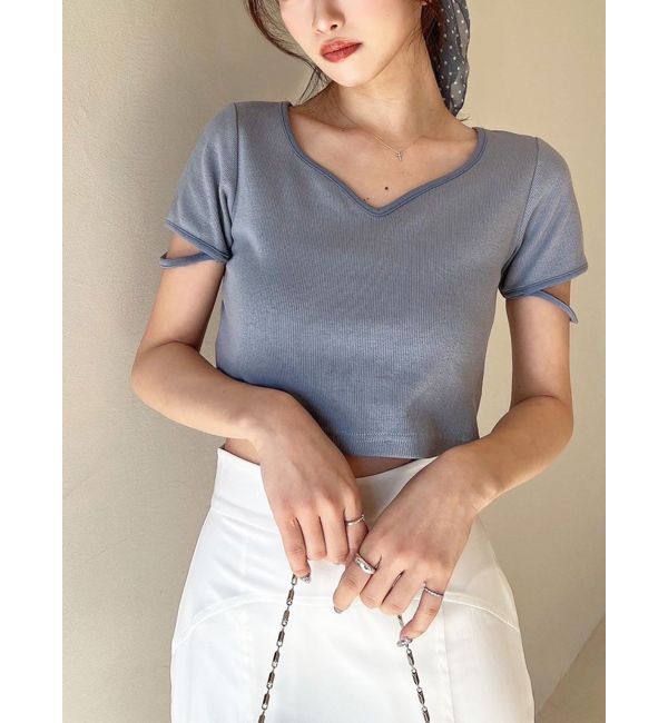 RESEXXY「スリーブデザイントップス」|Tシャツ・カットソー|ブルー