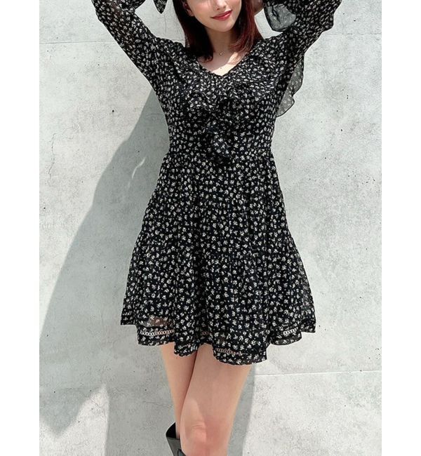 RESEXXY「ラッフルミニティアードワンピース」|ワンピース|ブラック