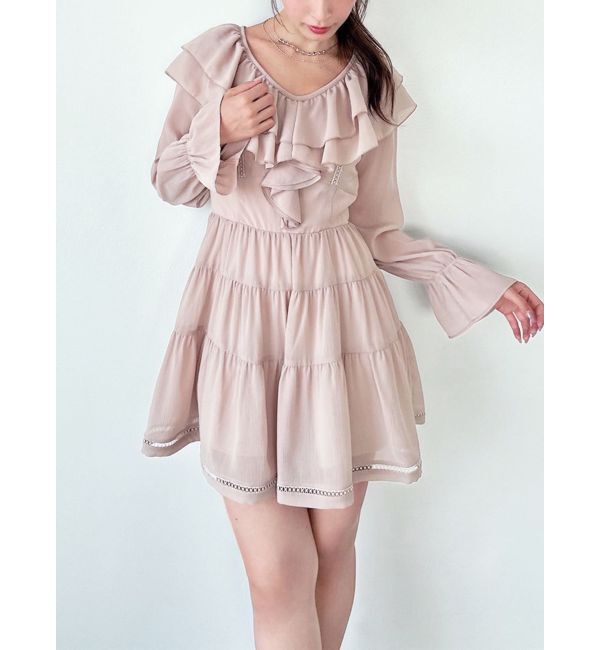 RESEXXY「ラッフルミニティアードワンピース」|ワンピース|ベージュ