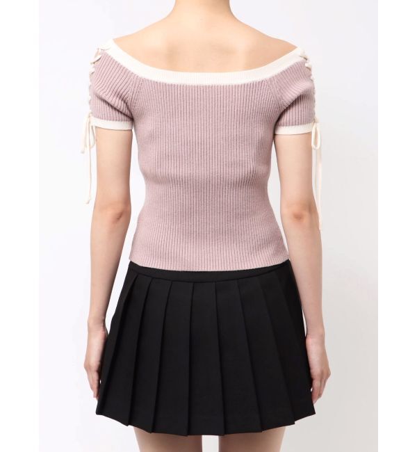 RESEXXY「スリーブレースアップバイカラーニットトップス」|ニット・セーター|