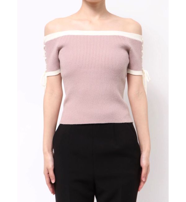 RESEXXY「スリーブレースアップバイカラーニットトップス」|ニット・セーター|