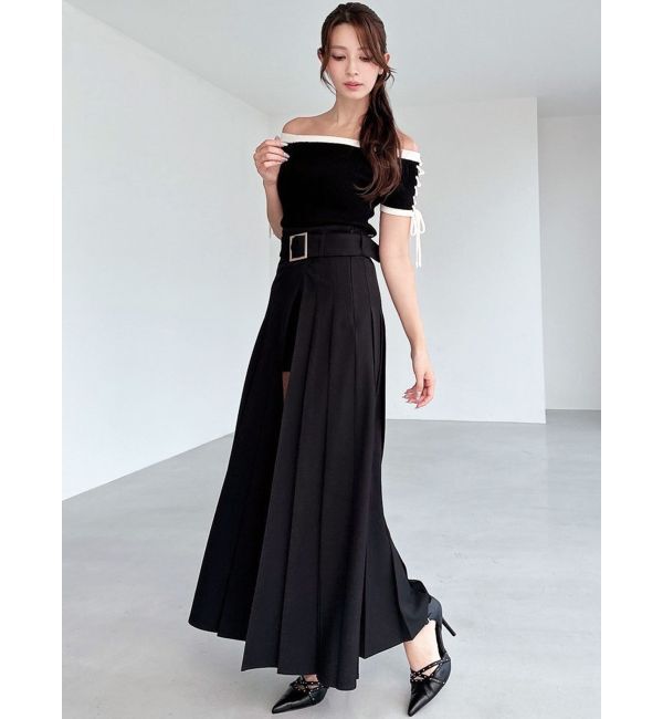 RESEXXY「スリーブレースアップバイカラーニットトップス」|ニット・セーター|