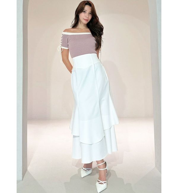 RESEXXY「スリーブレースアップバイカラーニットトップス」|ニット・セーター|