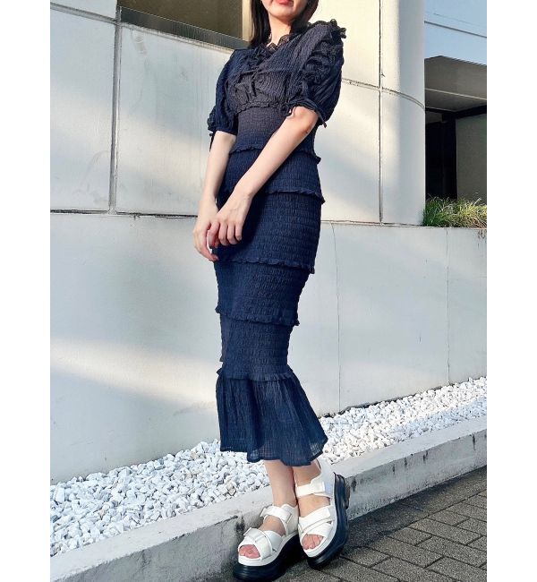 dazzlin「ベビーフリルシャーリングワンピース」|ワンピース|ネイビー